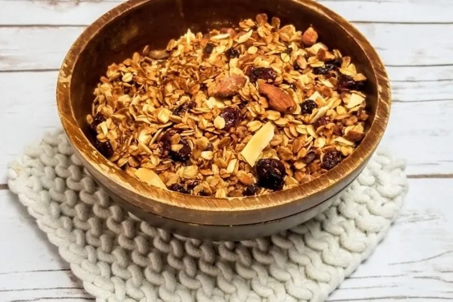 High Protein Grocery List Close Up of a Bowl Filled with Granola