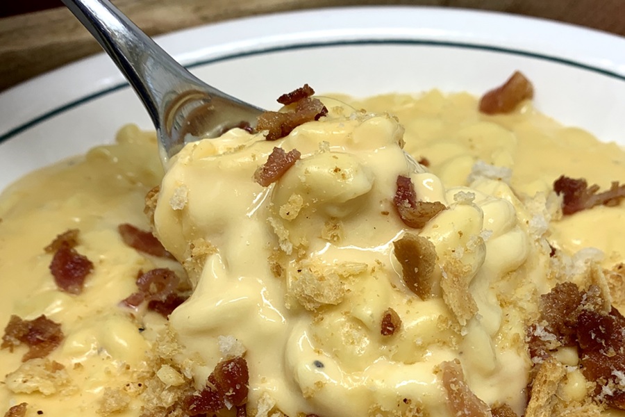 Simple Macaroni and Cheese Recipe Plate of Macaroni and Cheese with a Spoon Inside