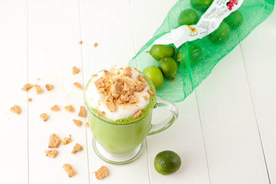 Green Drinks For Kids a Key Lime Pie Smoothie Garnished with Crumbled Graham Cracker