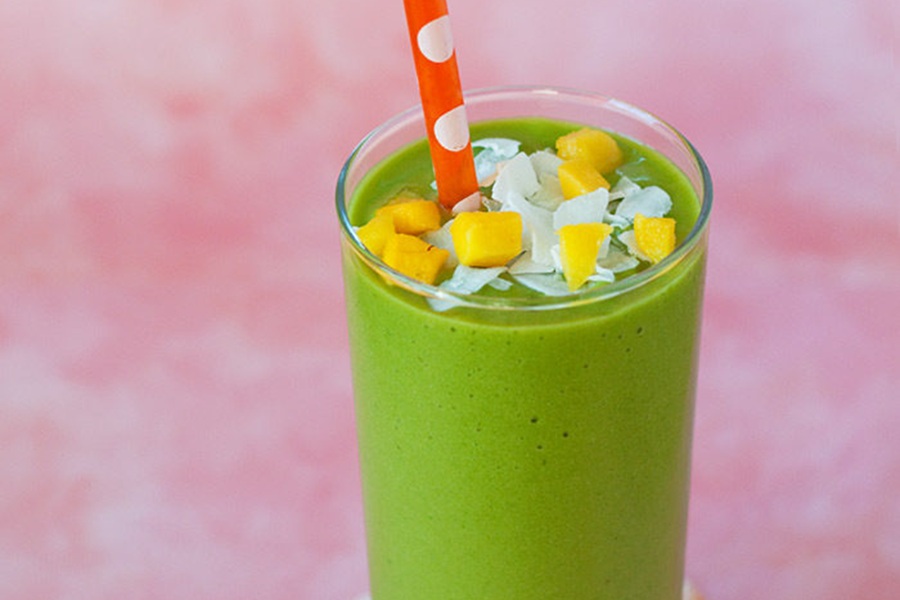Green Drinks For Kids Close Up of a Mango Coconut Smoothie