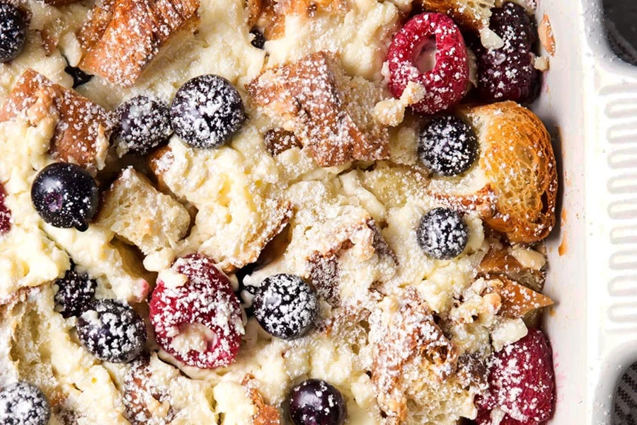 Crockpot Mother's Day Brunch Recipes Close Up of Sweet Croissant Breakfast Casserole