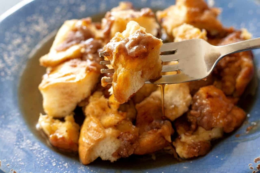 Crockpot Mother's Day Brunch Recipes Close Up of a Fork and Crockpot French Toast