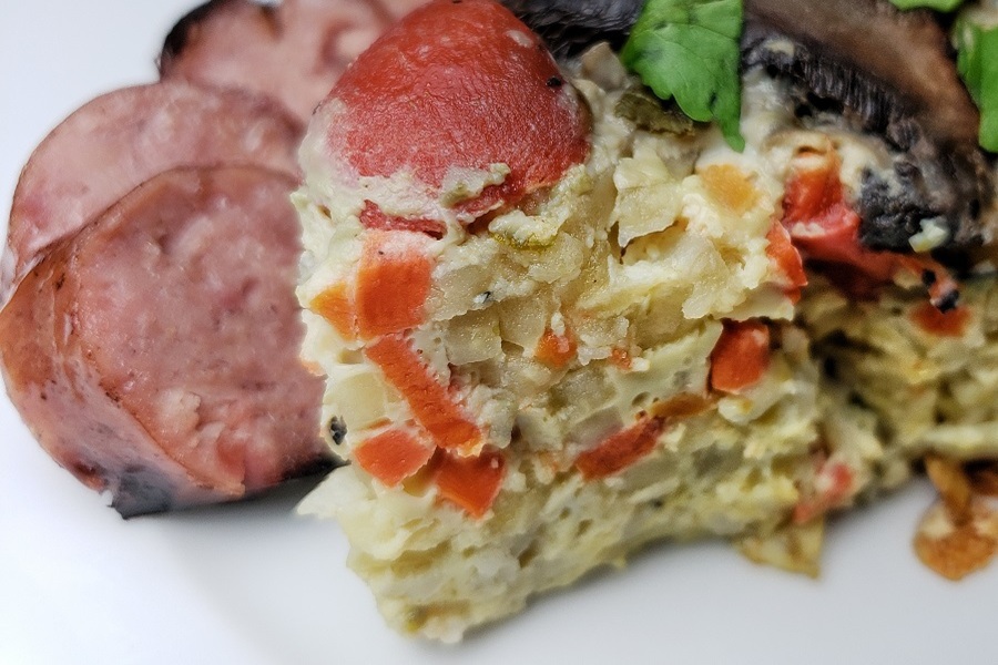 Crockpot Mother's Day Brunch Recipes Close Up of a Slice of Breakfast Casserole Crockpot Recipe