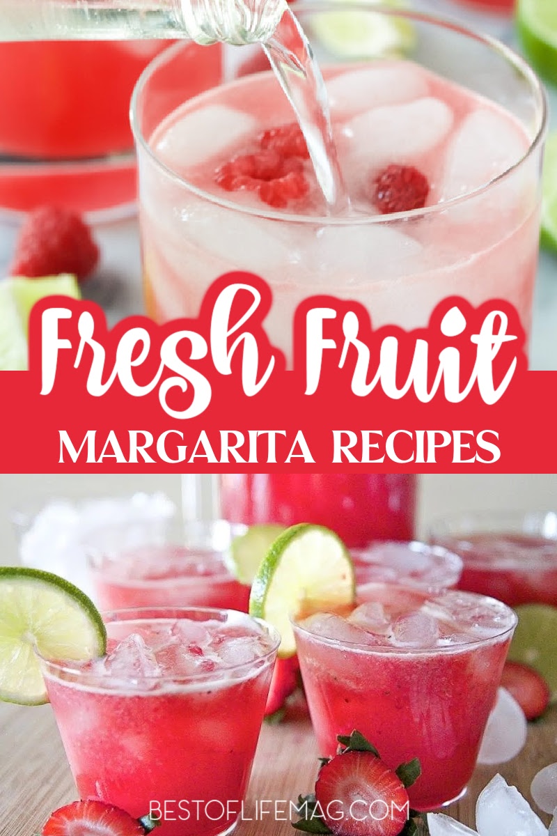 Enjoy these easy to make fruity margarita recipes when you need a refreshing cocktail! These are easy to adapt to pitcher recipes, too! via @amybarseghian