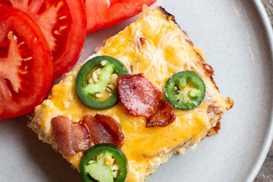 Crockpot Mother's Day Brunch Recipes Close Up Slow Cooker Jalapeno Bacon Crustless Quiche