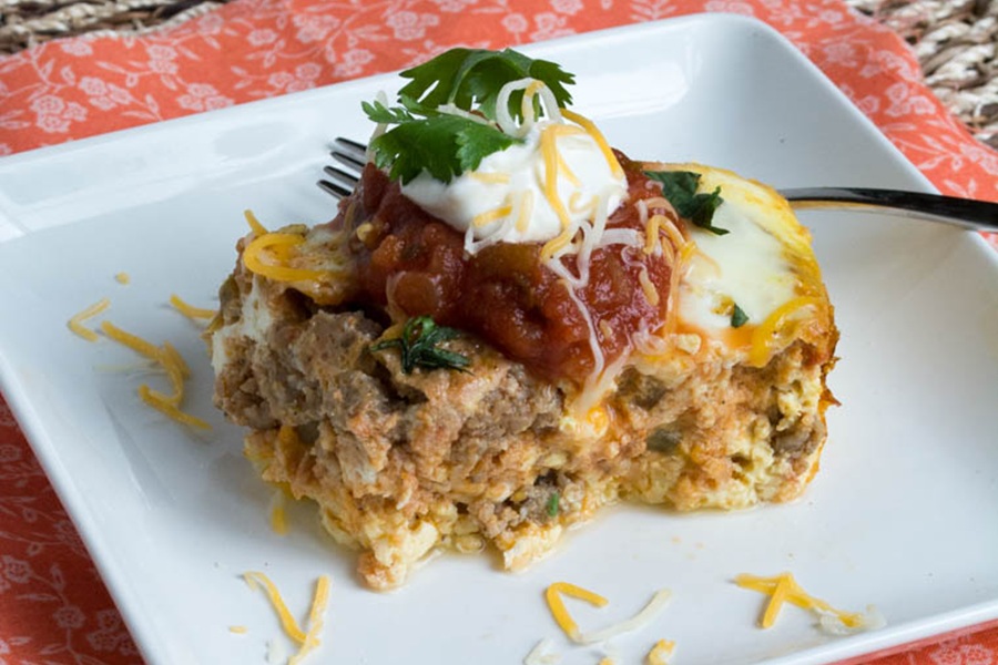 Crockpot Mother's Day Brunch Recipes Close Up of Mexican Breakfast Casserole