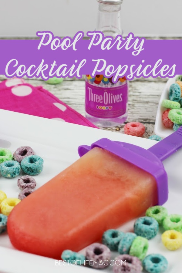 Vodka popsicles that taste just like Fruit Loops and are made with Three Olives Vodka are perfect as a tasty treat and even better as a party favor. via @amybarseghian