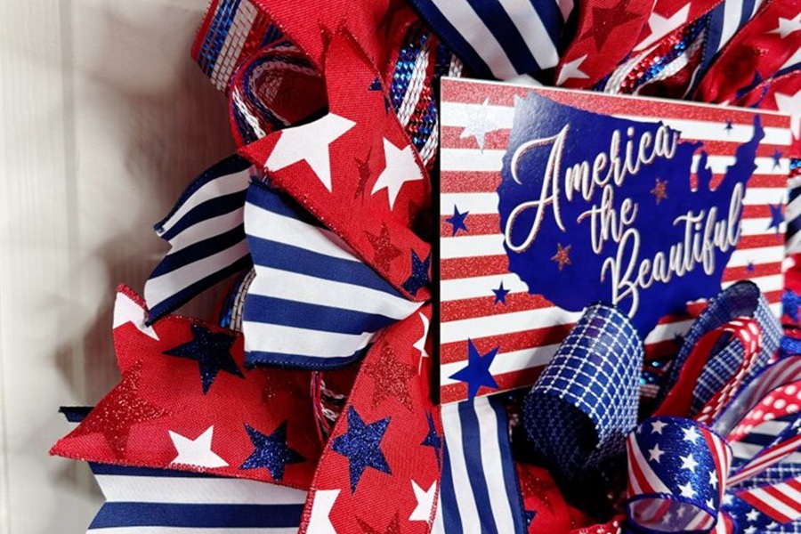 4th of July Party Ideas Close Up of a Patriotic Wreath