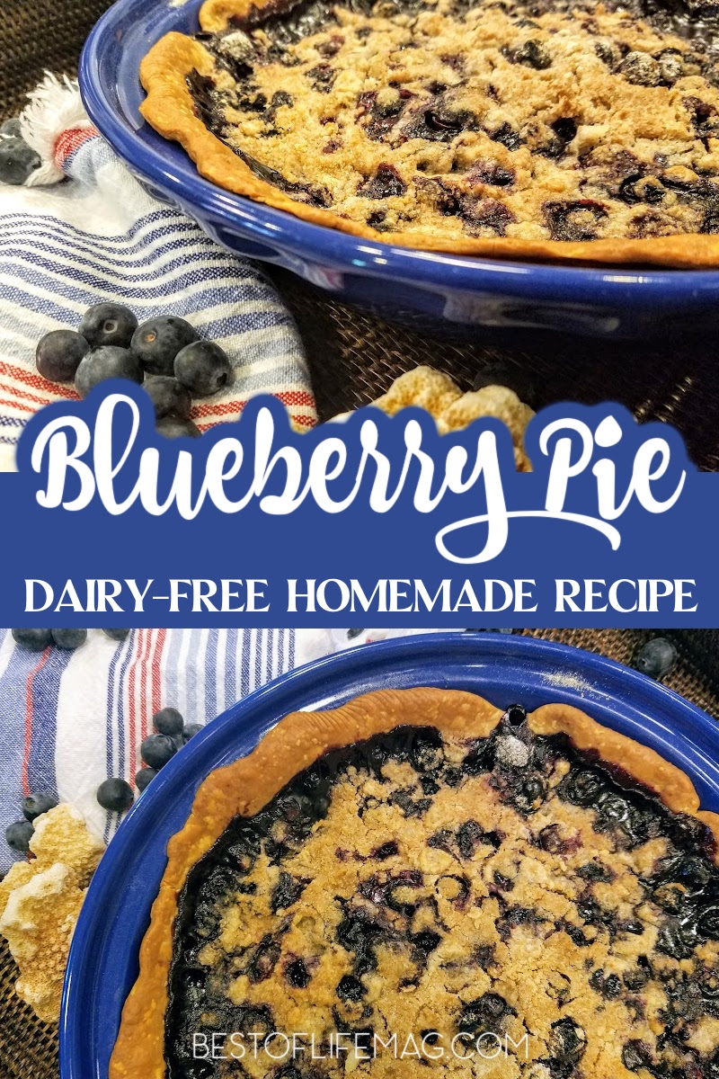 This dairy free fresh blueberry pie is warm, easy, and bursting with juicy blueberries! It is perfect for summer and patriotic celebrations! via @amybarseghian