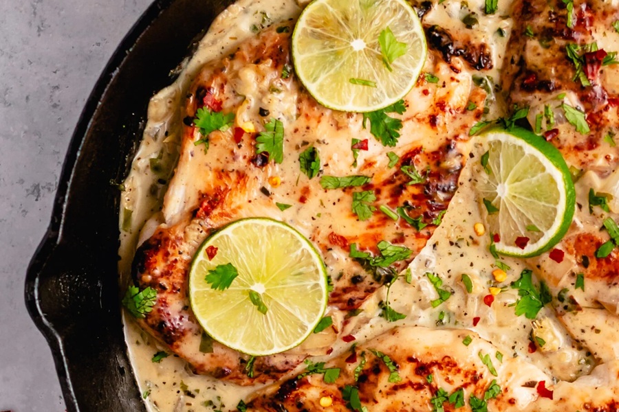 Dairy Free Ketogenic Recipes Coconut Lime Chicken Skillet in a Pan