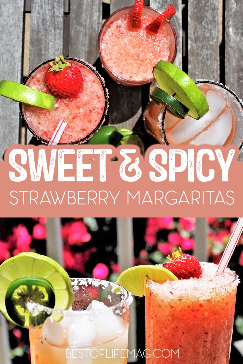 Our strawberry jalapeno margarita recipe on the rocks makes unique margaritas perfect for spring or summer with a kick.