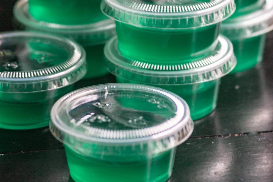Easy Margarita Jello Shots Blue Curacao and Tequila Margarita Jello Shots in Small Plastic Cups