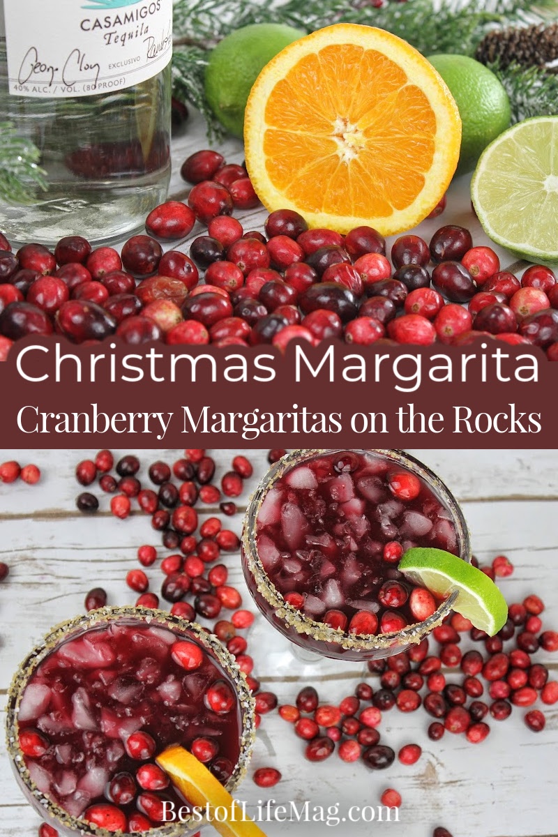 Our cranberry margarita recipe on the rocks is not only enough to fill a pitcher of cocktails but also festive, which is perfect for the holiday season. via @amybarseghian