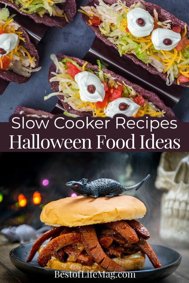 Set it and forget it this Halloween with creepy crockpot Halloween recipes, from Caramel apple cider to pumpkin cake, fuel the family for Halloween. via @amybarseghian