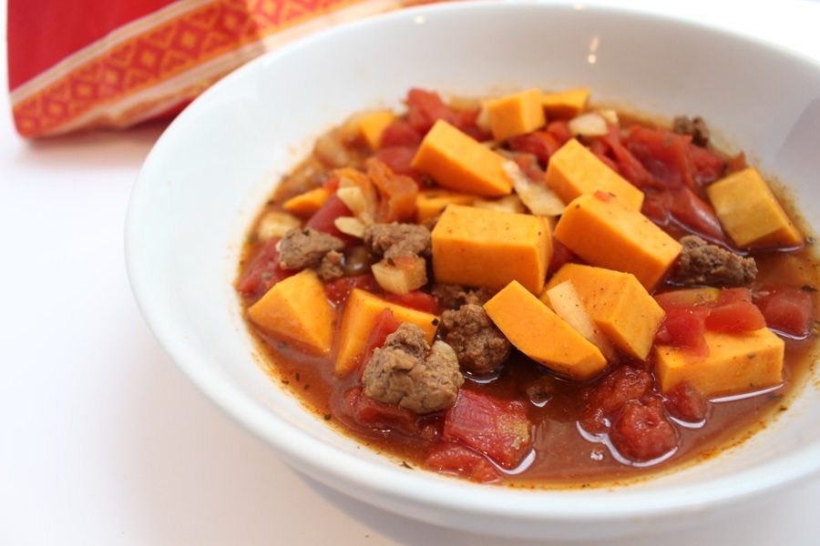Crockpot Halloween Recipes a Bowl of Stew with Sweet Potatoes and Beef
