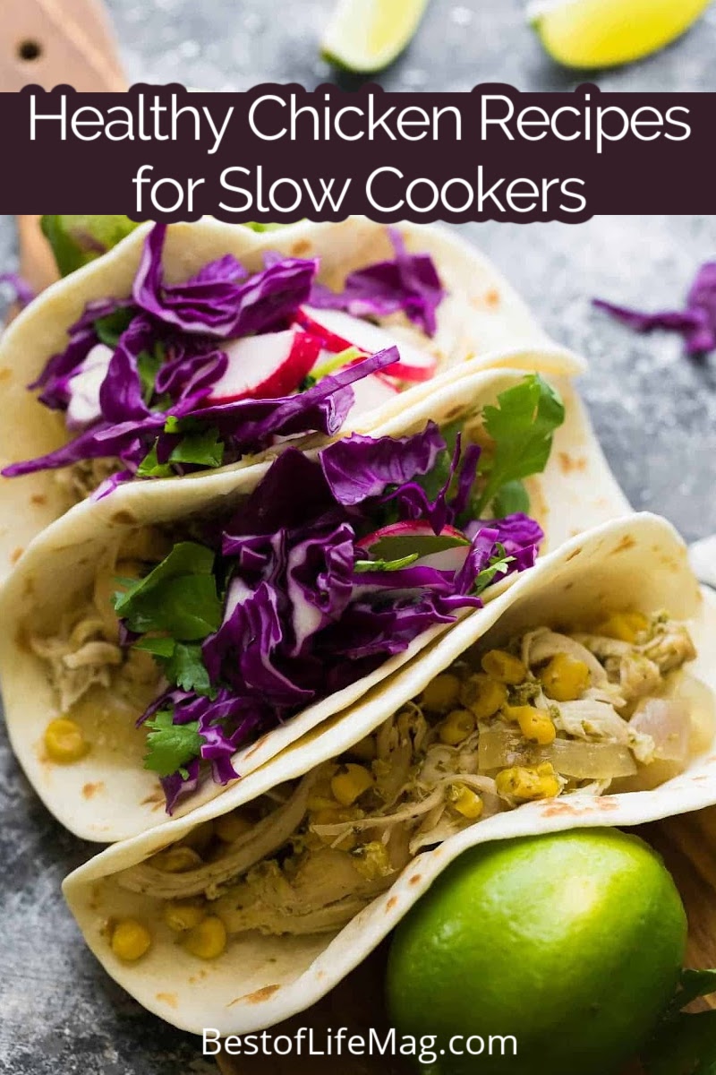 Use the best healthy slow cooker recipes with chicken to make for easy meal planning and healthy dinners everyone will enjoy. via @amybarseghian